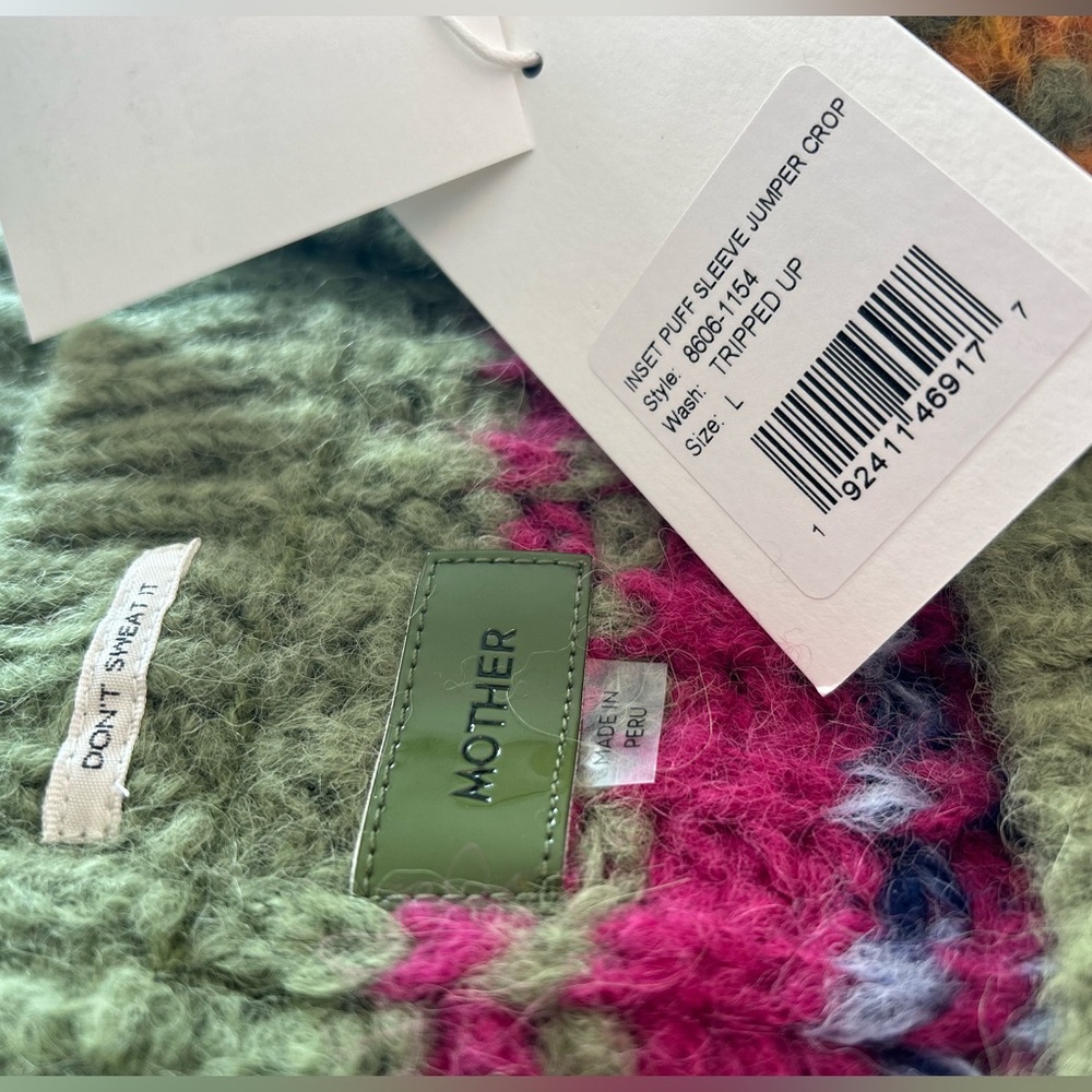 Mother The Inset Puff Sleeve Jumper Sweater Size Large NWT Tripped Up - Picture 6 of 6